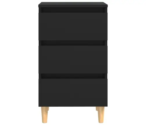 Naktsskapīši Ar Koka Kājām, 2 Gab., Melni, 40X35X69 Cm Vidaxl