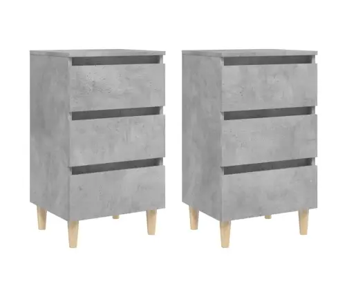 Naktinės Spintelės Su Kojelėmis, 2Vnt., Pilkos, 40X35X69Cm