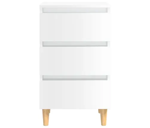 Naktsskapītis Ar Koka Kājām, Spīdīgi Balts, 40X35X69 Cm Vidaxl