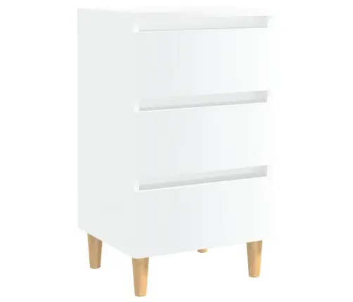 Naktsskapīši, 2 Gab., Koka Kājas, Spīdīgi Balti, 40X35X69 Cm Vidaxl