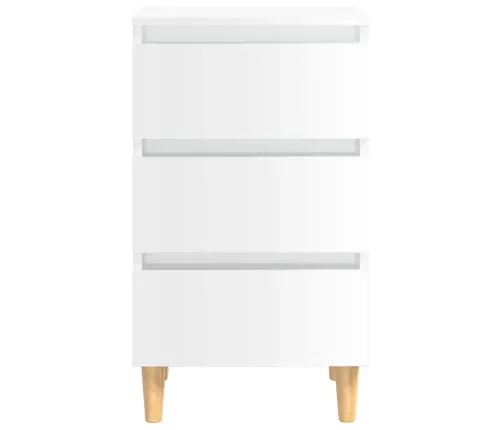 Naktsskapīši, 2 Gab., Koka Kājas, Spīdīgi Balti, 40X35X69 Cm Vidaxl