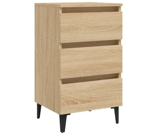 Naktsskapītis Ar Metāla Kājām, Ozolkoka Krāsa, 40X35X69 Cm Vidaxl