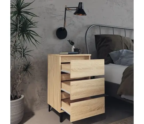 Naktsskapītis Ar Metāla Kājām, Ozolkoka Krāsa, 40X35X69 Cm Vidaxl