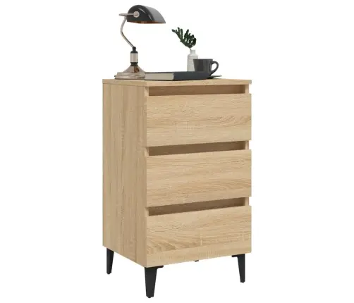 Naktsskapītis Ar Metāla Kājām, Ozolkoka Krāsa, 40X35X69 Cm Vidaxl
