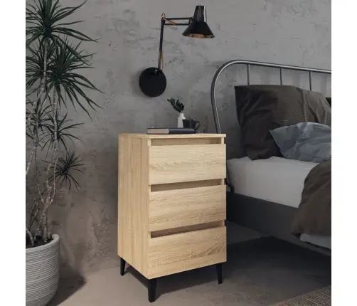 Naktsskapītis Ar Metāla Kājām, Ozolkoka Krāsa, 40X35X69 Cm Vidaxl