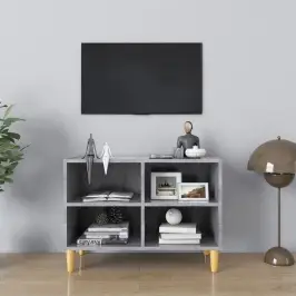 Tv Skapītis Ar Koka Kājām, Betona Pelēks, 69,5X30X50 Cm Vidaxl