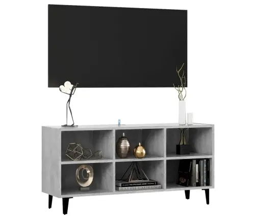 Tv Plaukts Ar Metāla Kājām, Betona Pelēks, 103,5X30X50 Cm Vidaxl