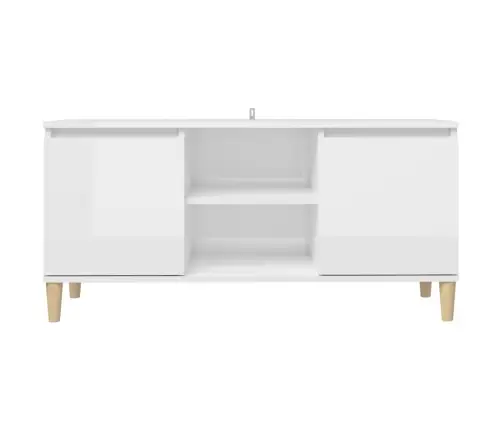 Tv Spintelė Su Medinėmis Kojelėmis, Balta, 103,5X35X50Cm Tv Spintelė Su Medinėmis Kojelėmis, Balta, 103,5X35X50Cm