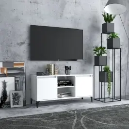 Tv Spintelė Su Metalinėmis Kojelėmis, Balta, 103,5X35X50Cm