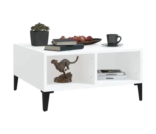 Kavos Staliukas, Baltos Spalvos, 60X60X30cm Apdirbta Mediena