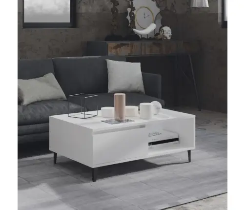 Kafijas Galdiņš, Balts, 90X60X35 Cm, Inženierijas Koks Vidaxl