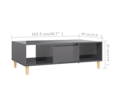 Kohvilaud, Kõrgläikega Hall, 103,5X60X35 Cm Tehispuit