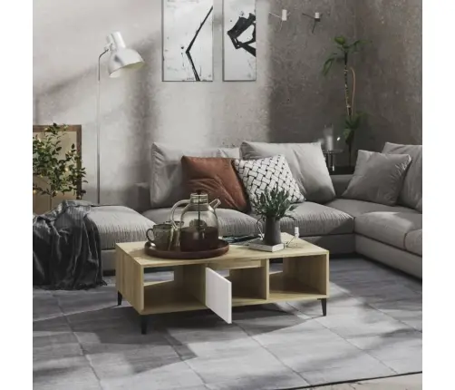 Kafijas Galdiņš, Balta Un Ozolkoka Krāsa, 103,5X60X35 Cm Vidaxl