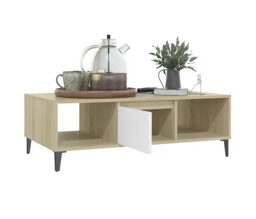 Kafijas Galdiņš, Balta Un Ozolkoka Krāsa, 103,5X60X35 Cm Vidaxl