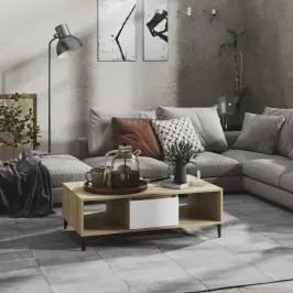 Kafijas Galdiņš, Balta Un Ozolkoka Krāsa, 103,5X60X35 Cm Vidaxl