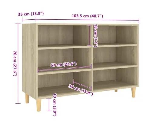 Kumode, Ozolkoka Krāsa, 103,5X35X70 Cm, Inženierijas Koks Vidaxl