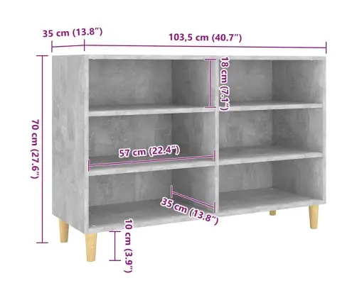 Plaukts, Betona Pelēks, 103,5X35X70 Cm, Inženierijas Koks Vidaxl