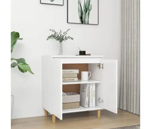 Puhvetkapp Puitjalgadega, Valge, 60X35X70 cm Tehispuit