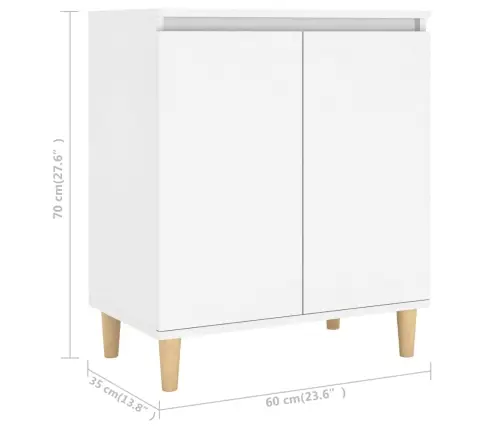 Puhvetkapp Puitjalgadega, Valge, 60X35X70 cm Tehispuit