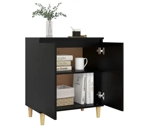 Kumode Ar Koka Kājām, Melna, 60X35X70 Cm, Inženierijas Koks Vidaxl