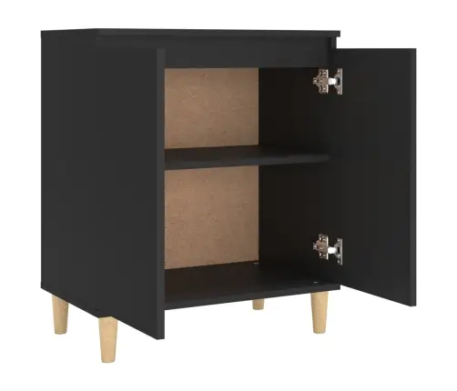 Kumode Ar Koka Kājām, Melna, 60X35X70 Cm, Inženierijas Koks Vidaxl