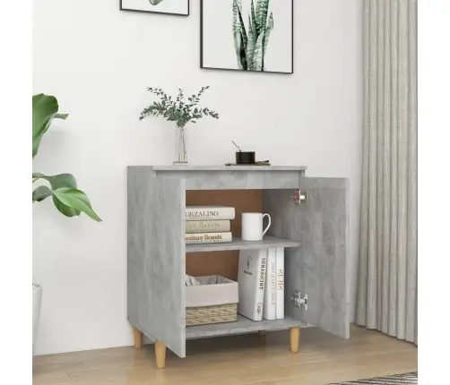 Kumode Ar Koka Kājām Betona Pelēka 60X35X70Cm Inženierijas Koks Vidaxl