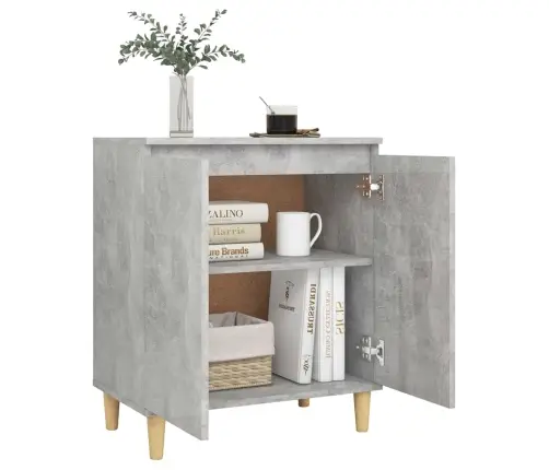 Kumode Ar Koka Kājām Betona Pelēka 60X35X70Cm Inženierijas Koks Vidaxl