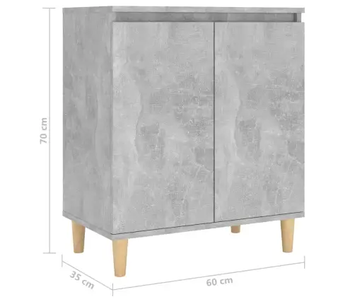 Kumode Ar Koka Kājām Betona Pelēka 60X35X70Cm Inženierijas Koks Vidaxl
