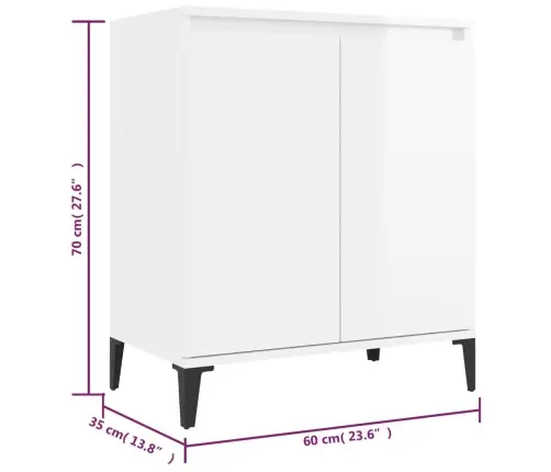 Kumode, Spīdīgi Balta, 60X35X70 Cm, Inženierijas Koks Vidaxl