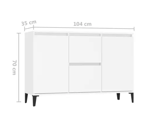 Kumode, Balta, 102X35X70 Cm, Inženierijas Koks Vidaxl