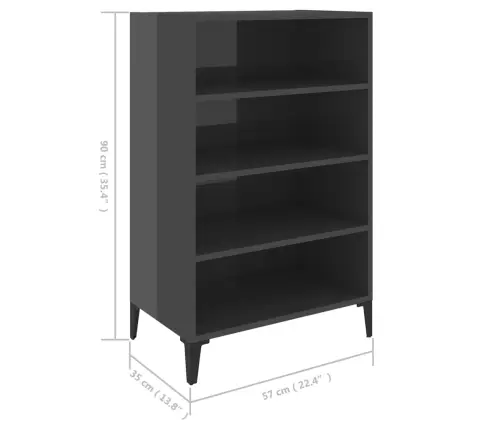 Puhvetkapp, Kõrgläikega Hall, 57 X 35 X 90 cm Tehispuit