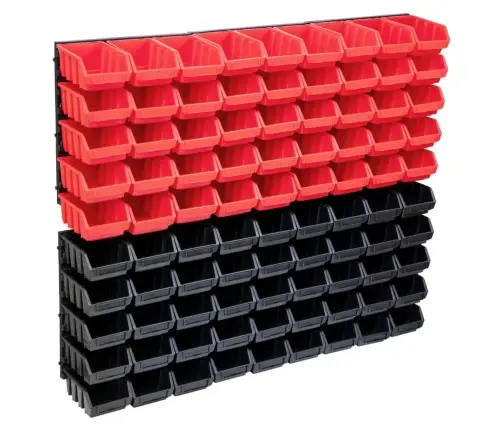 Sandėliavimo Dėžių Rinkinys, 96 Dalių, Raudonas Ir Juodas