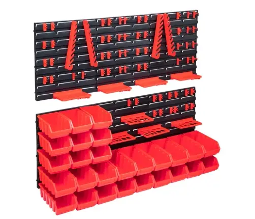 103Osaline Hoiukastide Komplekt Seinapaneelidega Punane Ja Must