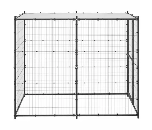 Suņu Voljērs Ar Jumtu, 110X220X180 Cm, Tērauds Vidaxl