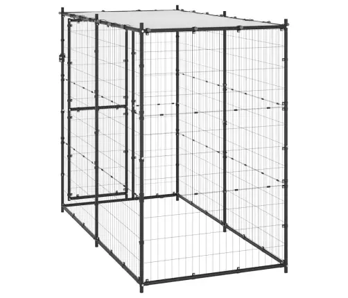 Suņu Voljērs Ar Jumtu, 110X220X180 Cm, Tērauds Vidaxl