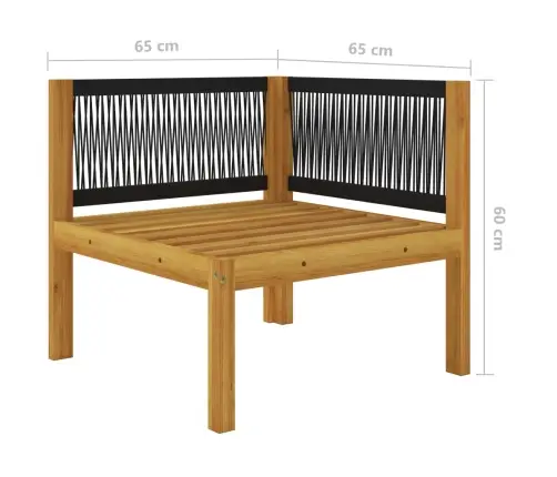 Dvivietis Sodo Suoliukas Su Pagalvėlėmis, Akacijos Mediena Ir Virvė