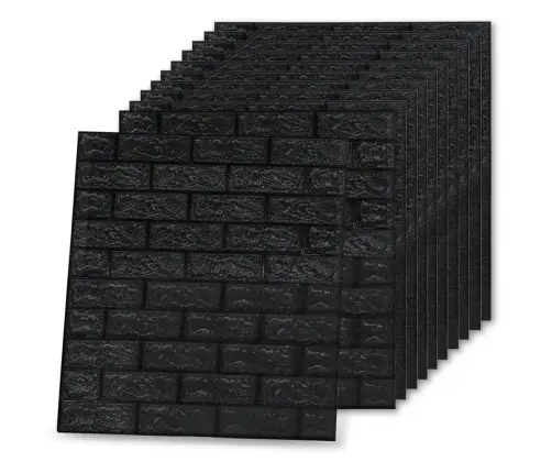 3D Tapetes, Pašlīmējošas, Ķiegeļu Raksts, 10 Gab., Melnas Vidaxl