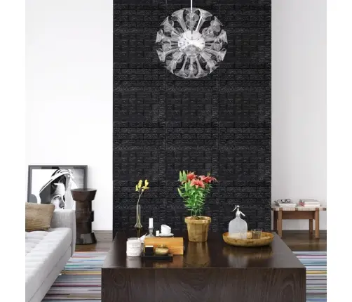 3D Tapetes, Pašlīmējošas, Ķiegeļu Raksts, 10 Gab., Melnas Vidaxl