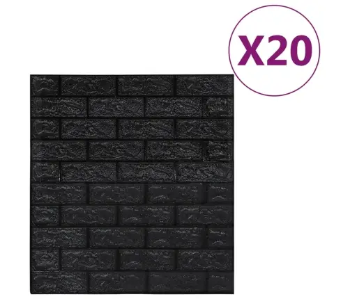 3D Tapetes, Pašlīmējošas, Ķiegeļu Raksts, 20 Gab., Melnas Vidaxl