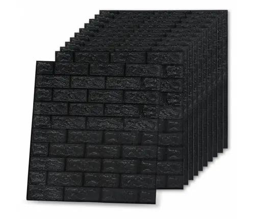 3D Tapetes, Pašlīmējošas, Ķiegeļu Raksts, 20 Gab., Melnas Vidaxl