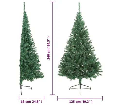 Mākslīgā Ziemassvētku Egle Ar Statīvu, Pusapaļa, 240 Cm, Pvc Vidaxl