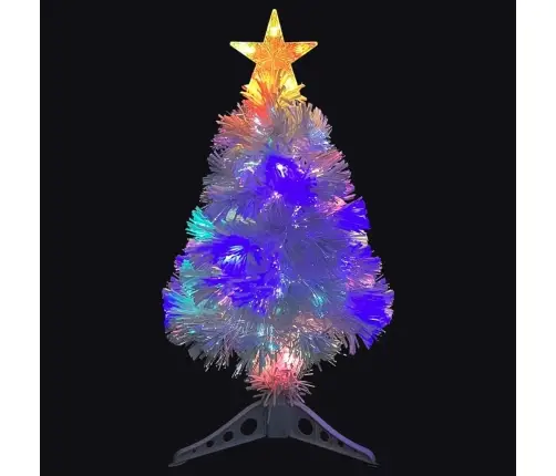 Izgaismota Ziemassvētku Egle, Balta, 64 Cm, Optiskā Šķiedra Vidaxl