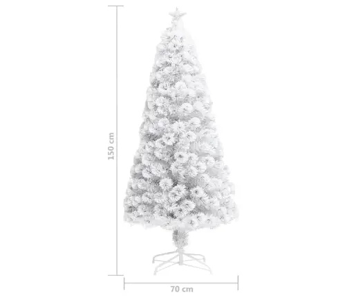 Izgaismota Ziemassvētku Egle, Balta, 150 Cm, Optiskā Šķiedra Vidaxl
