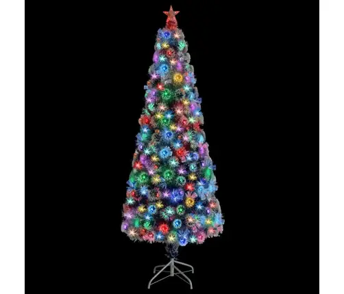 Valgustatud Kunstkuusk Valge Ja Sinine, 240 cm Kiudoptiline Valgustatud Kunstkuusk Valge Ja Sinine, 240 cm Kiudoptiline