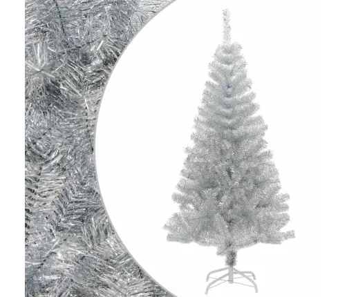 Mākslīgā Ziemassvētku Egle Ar Statīvu, 120 Cm, Sudrabaina, Pet Vidaxl