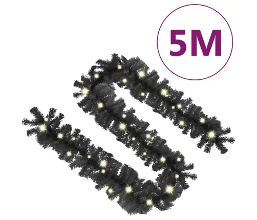 Ziemassvētku Vītne Ar Led Lampiņām, 5 M, Melna Vidaxl