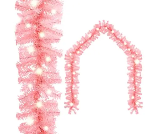 Ziemassvētku Vītne Ar Led Lampiņām, 20 M, Rozā Vidaxl