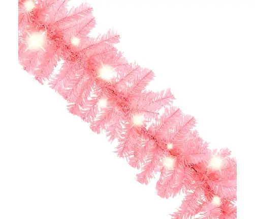 Ziemassvētku Vītne Ar Led Lampiņām, 20 M, Rozā Vidaxl