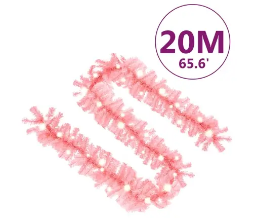 Ziemassvētku Vītne Ar Led Lampiņām, 20 M, Rozā Vidaxl