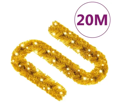 Ziemassvētku Vītne Ar Led Lampiņām, 20 M, Zeltaina Vidaxl